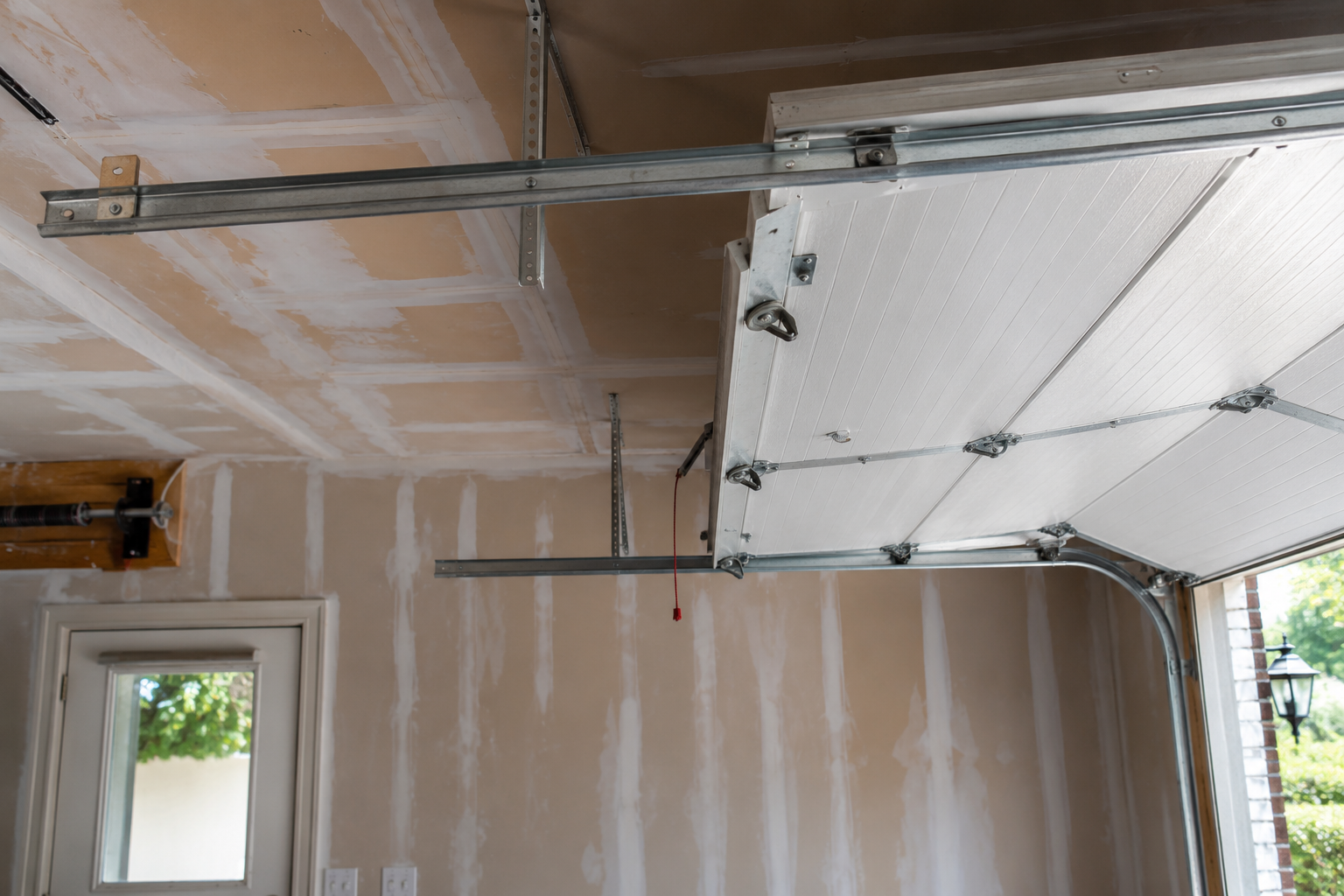 Modern garage door installed on a coastal home showing corrosion-resistant materials designed for salt air